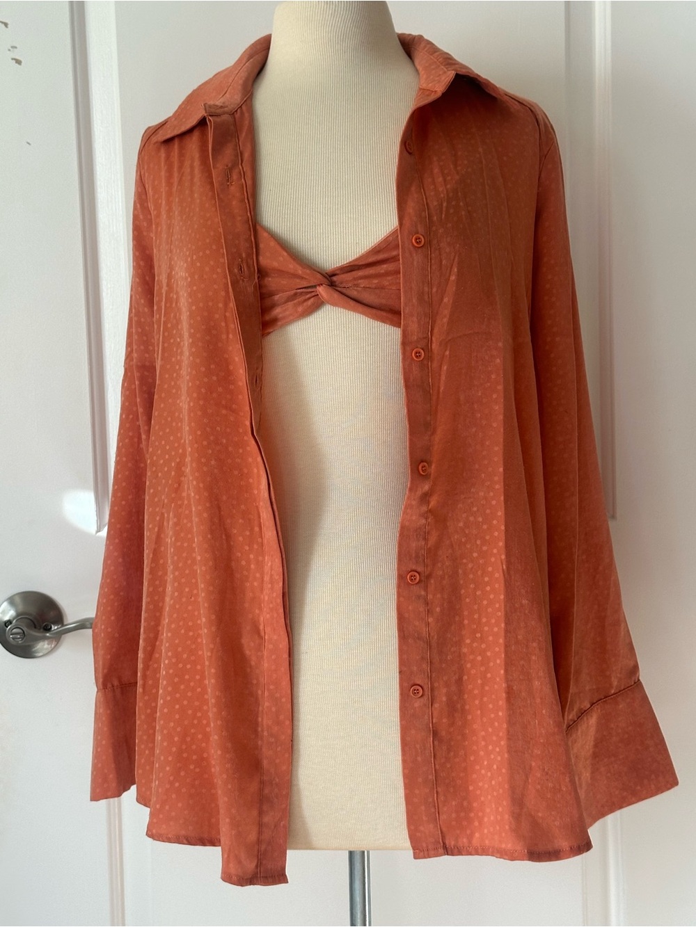 Twisted Front Bralette w/ Matching Button down.